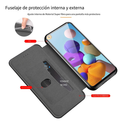 Funda Para Huawei P Smart 2021/y7a/honor 10x Lite Shell, Succión Magnética Con Clip, Funda De Piel Tipo Cartera
