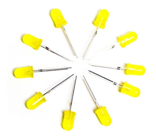 Pack 10 Leds 5mm Amarillo Difuso Arduino Nubbeo