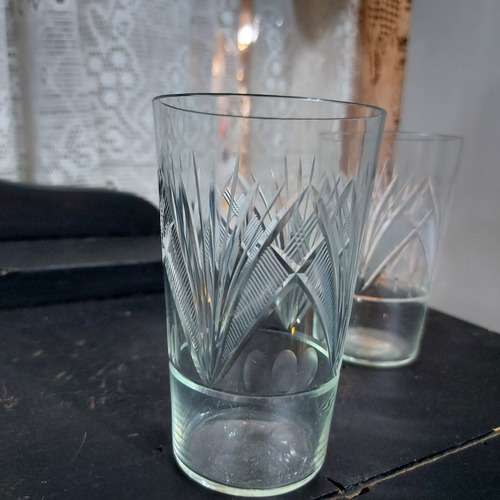 Imagem 4 de 6 de Copo Cristal 2 Unidades Suco Lapidado A Mão 250ml Antigo