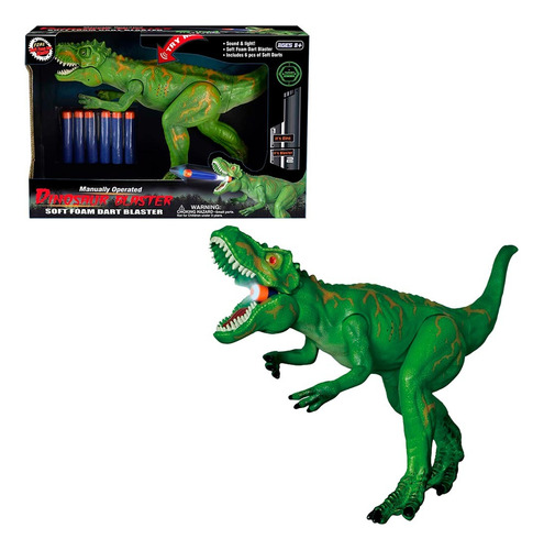 Figura Dinosaur Blaster Lanza Dardos Con Luz Y Sonido Verde