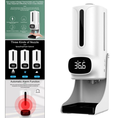 Imagen 6 de 6 de Dispensador De Gel Automático Con Termómetro Infrarrojo