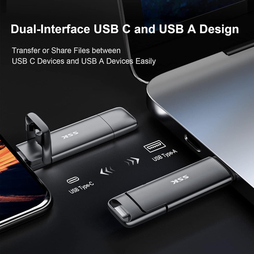 Memoria Usb C Ssk De 1 Tb De Hasta 1000 Mb/s, Flash Usb C Rá