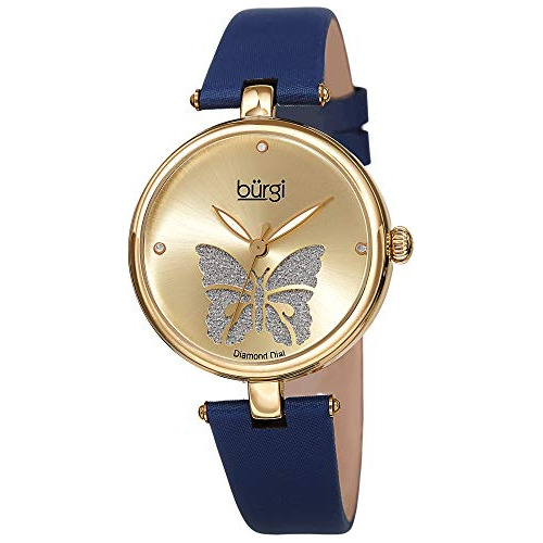 Reloj Diseño Mariposa Correa Cuero Para Mujer