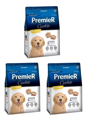 Premier Kit 3 Unidades Cookies Para Cães Filhotes 250g