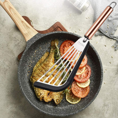Espátula De Pescado Antiadherente Con Borde De Silicona, Esp