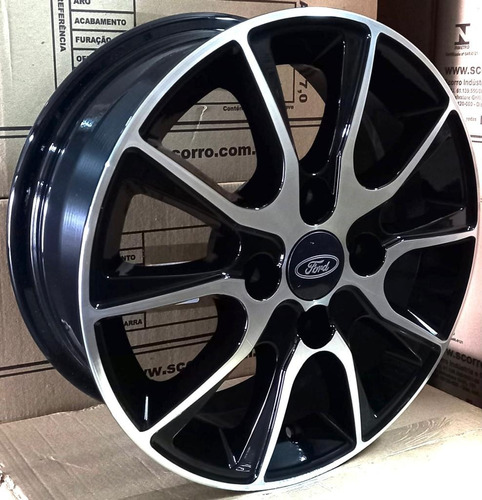 Rodas Scorro Ford Ka Aro 15 4x108 (jogo) +bicos Cor Preto Diamantado