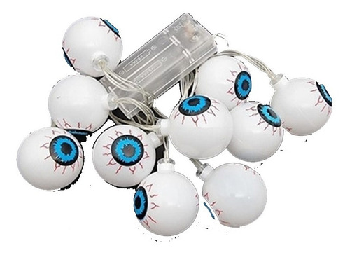 Guirnalda Led Halloween Ojos Cotillon X10 Luces Calida