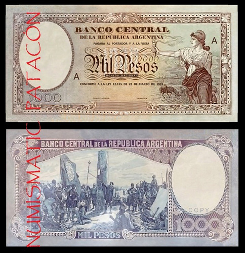 Billete Argentina Sin Emitir 1000 - 1935 Facsímil Copia 249n