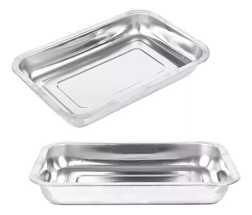 Bandeja Asadera Fuente Metal Acero Inox Rectangular 39x29