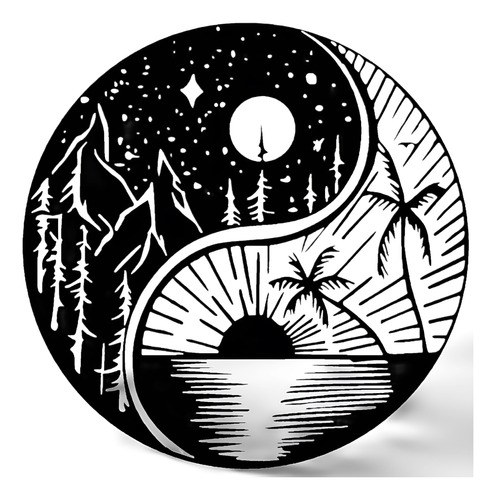 Cuadro Decorativo Calado Paisaje Ying Yang Meditar Yoga   