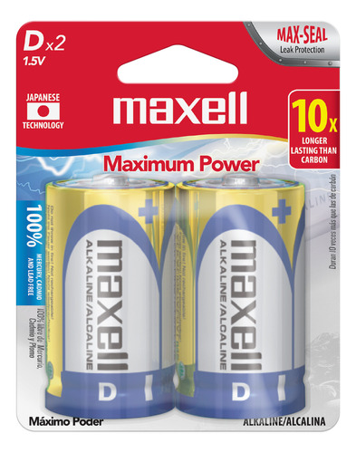 Pack 2 Pilas Alcalinas Tipo D - Maxell