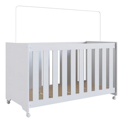 Berço com rodízios e regulagem branco Completa Móveis COM-LA002BCBC