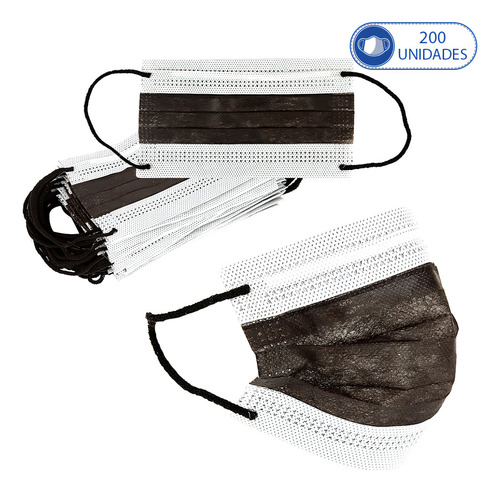 Caixa Com 200 Unidades De Máscaras Preto Cirúrgicas Para Cri