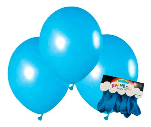 Globo Liso De Latex Rainbow 9 Pulgadas X 10 Un - Celeste