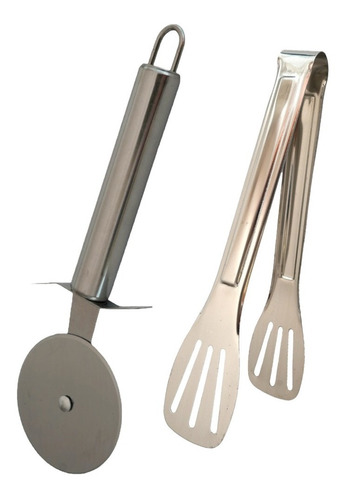 Set X2 Utensilios Acero Inoxidable Pinza Corta Pizza