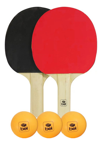 Kit Tênis De Mesa Com 2 Raquetes + 3 Bolas Ping Pong Bel