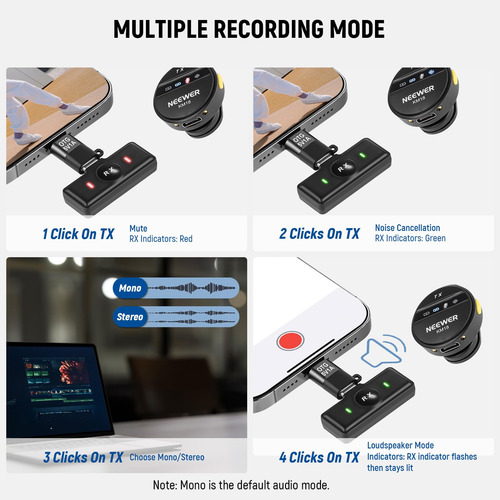 Micrófono Lavalier Inalámbrico Neewer Km18 Usb-c Con Funda 2
