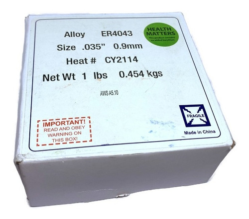 Alambre De Soldadura Mig De Aluminio, Er4043, 0,9 Mm 500gr