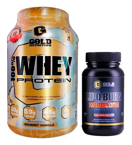 Gold Nutrition Whey Protein 100% 2 Lb + Lipo Burn X 120 Caps