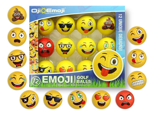 Oji Emoji Bola Golf Diseño Emoticono 12 Unidad