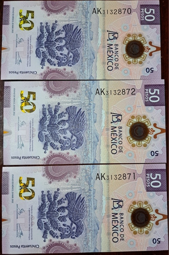 Billetes De 50 Pesos Mexicanos Del Ajolote Serie Ak 