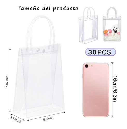 30 Bolsas De Regalo De Pvc Transparente De 15x7x20cm Con