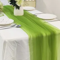 Comprar Camino De Mesa Sólido Manteles Elegantes Decoración De Bodas Color Verde