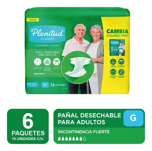 Pañales Para Adultos Descartab Plenitud Classic Pant Pack X6