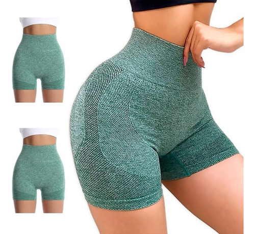 Bermudas Cortas Levanta Glúteos Cintura Alta Fitness 3uds