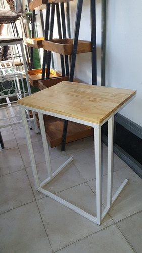 Mesa Auxiliar Arrime Estilo Industrial 60x40x65cm Doble Pata