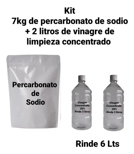 Vinagre De Limpieza 28% X 2 Lts + Percarbonato De Sodio 7 Kg