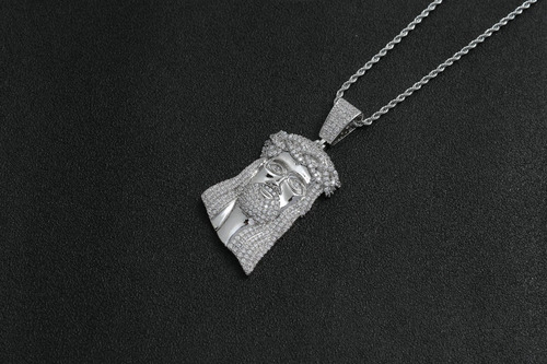 Imagen 3 de 3 de Colgante Cristo Grande Oro Blanco 18k Hombre Masculino