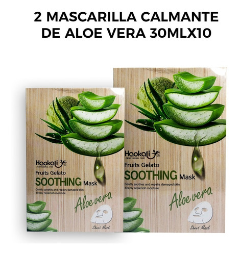 2 Mascarilla Calmante De Aloe Vera 30mlx10 Piezas.