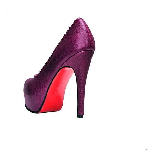 Stiletto Morado Zapato De Mujer Cuero Taco Fino | Drid Elois