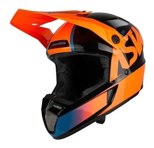 Capacete Asw Bridge Preto/laranja Motocross Promoção Novo