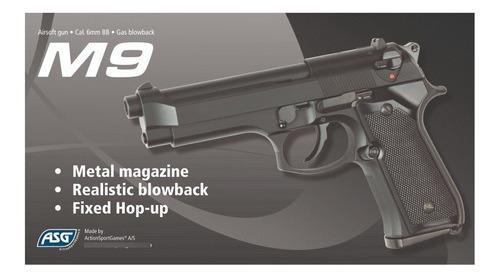 Imagen 5 de 6 de Pistola M9 Con Blowback A Green Gas Asg Airsoft Aventureros