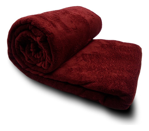 Cobertor Manta Soft Microfibra Queen 2,20m X 2,40m Camesa Cor Bordô Desenho Do Tecido Lisa