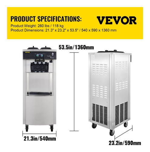 Maquina Helado Suave Nieve Comercial Yogurth 3 Sabores 2200w