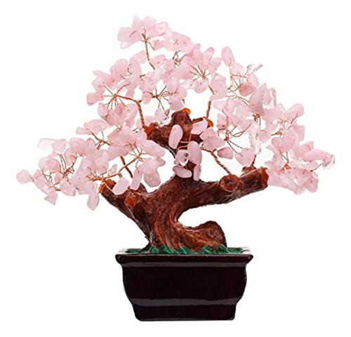 Bonsai Decorativo Feng Shui De Cristal De Cuarzo Rosa Natura