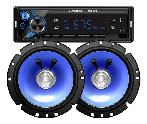 Stereo Bluetooth Radio Sd Fm Usb Con Parlantes 6,5 Pulgadas