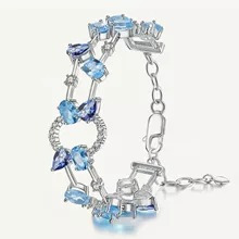 Gem's Ballet-pulsera De Plata De Primera Ley Y Topacio Azul