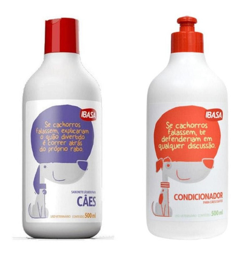 Shampoo Sabonete Líquido Cães 500ml + Condicionador 500ml
