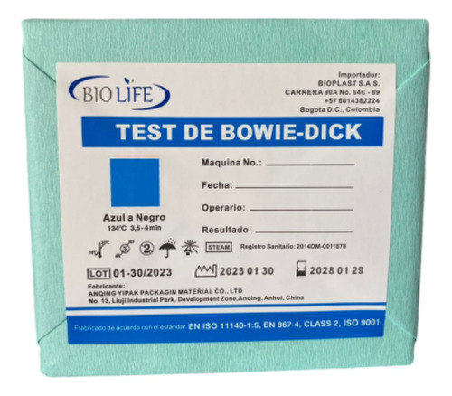 Test/prueba De Esterilización Bowie & Dick Paquete X3u