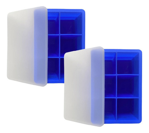 Set De 2 Cubetas De Silicona 6 Cavidades Kioxx Azul