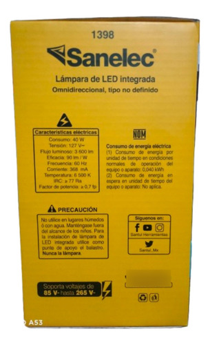 Foco De Alta Potencia 40w Luz Fría Led 6500k 3600 Lm Blanco Frío