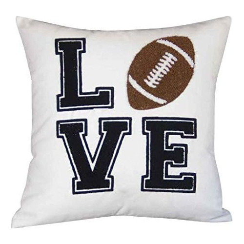 Embroidered Football Decorative Throw Pillow Cover, Lov...