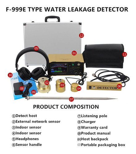 F-999e Detector Fugas Agua Tuberías Detección 2 Metros