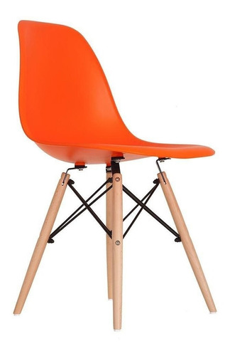 Cadeira de jantar Empório Tiffany Eames DSW Madera, estrutura de cor  laranja, 1 unidade