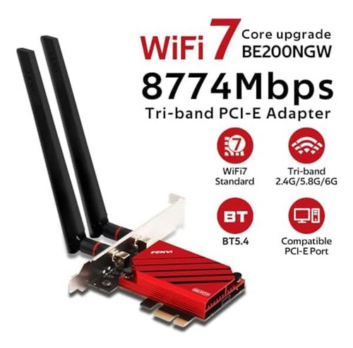 Tarjeta Wifi Fenvi Pcie Wifi 7 Be200 Tribanda Be 8774 Mbps 7