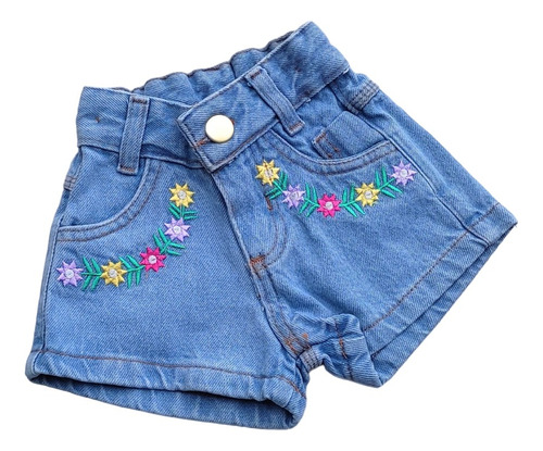 Short Jeans Infantil Menina Mini Diva Verao Blogueira Bordad